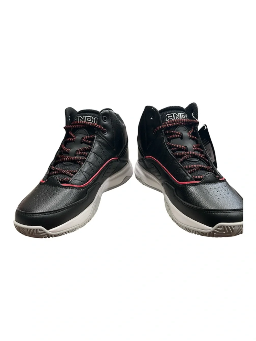 And1 Black Basketball Shoes with Red Trim and White Soles